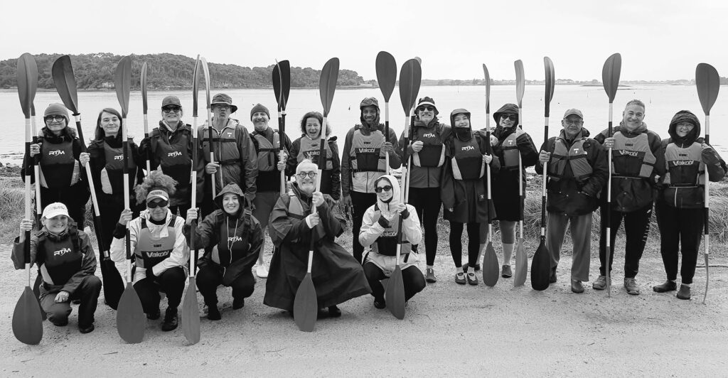 photo de groupe lors d'une sortie kayak en Morbihan